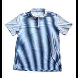 AndersonOrd Performance Golf Polo Blue White Striped Shirt XXL